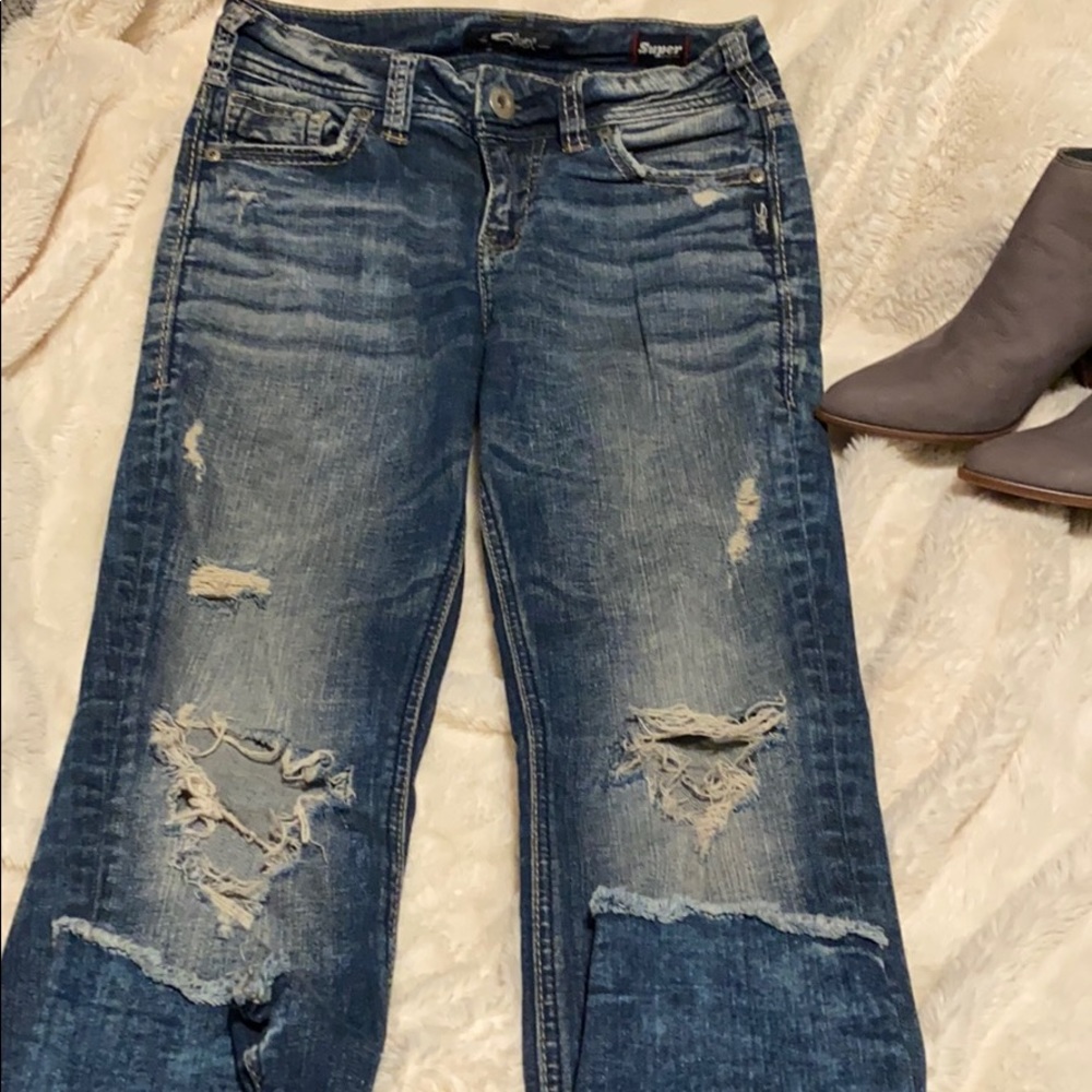 Silver Super Stretch Jeans Size 26 - Picture 4 of 7